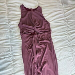 Elegant Mauve Sleeveless Dress Women’s Mauve Ribbed Maxi Dress Size L Cutout